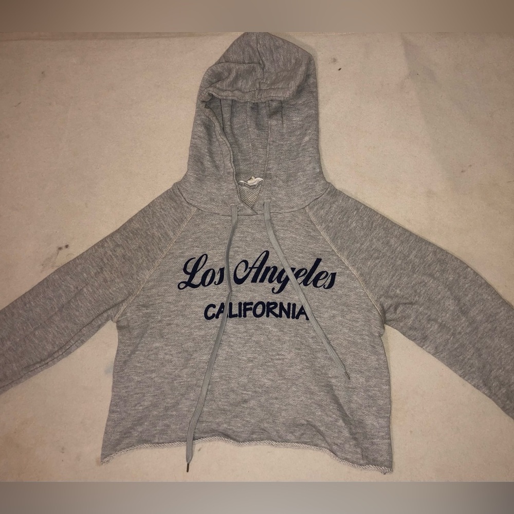 Gray Los Angeles California Crop Hoodie
